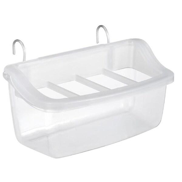 Clear Bird Feeder Box Parrot Food Dispenser Cage Sink Container Hanging Supplies