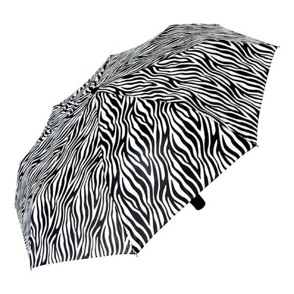Brellerz Basic Wind Resistant Folding Compact Umbrella in Black/White Zebra