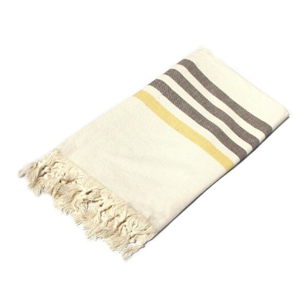Fringe Turkish Towel 100x180cm Yellow Cotton Lightweight Striped Beach Towels