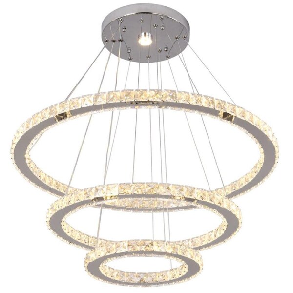 Zaria 3-Ring Crystal Chandelier – Tri-Colour Adjustable