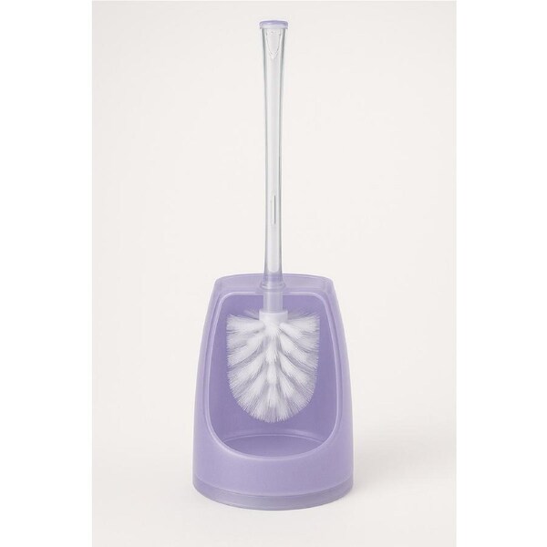 Oval Toilet Brush Holder Acrylic Lightweight Compact Bathroom Cleaning in Purple