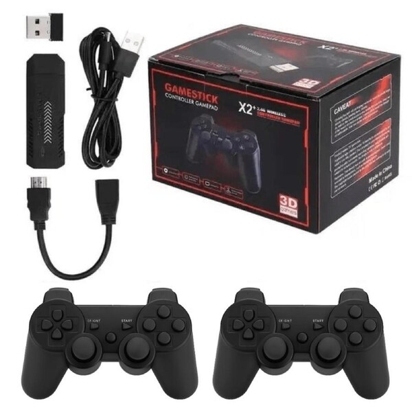 X2 Plus Upgraded Game Stick Retro Console Double Wireless Controller 40000+ games 64GB