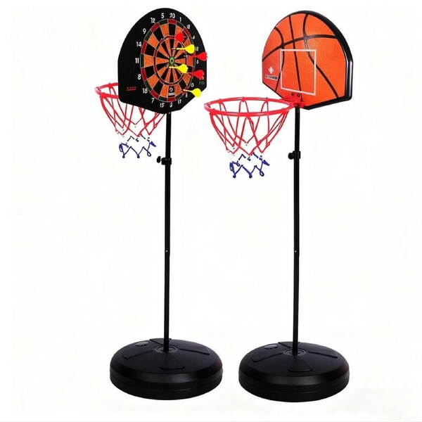 2 in 1 Kids Basketball Hoop Darts Dartboard Game Set Indoor Outdoor Sports Toys