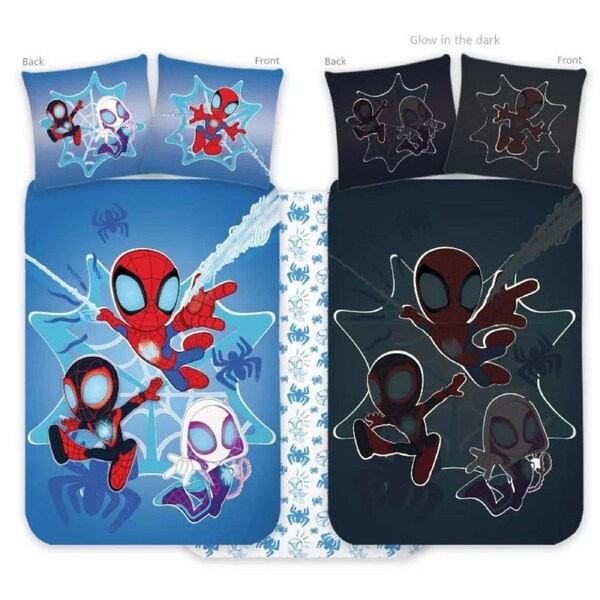 Marvel Spidey Cotton Glow-in-the-Dark Kids Quilt Cover Set - Toddler Bed Size