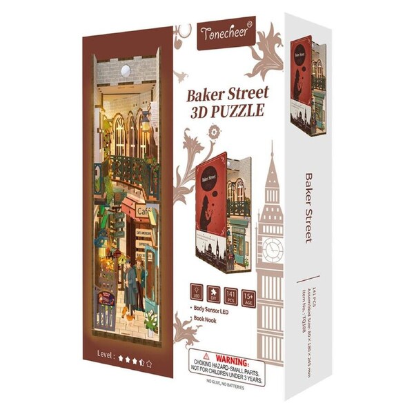 141pc Tonecheer Baker Street 3D Puzzle 24.5cm DIY Dollhouse Book Nook Kit 15y+