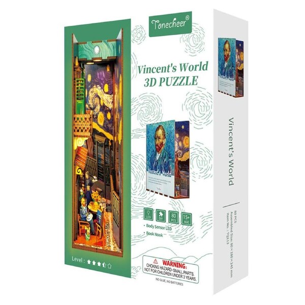 80pc Tonecheer Vincent World 3D Puzzle 24.5cm DIY Dollhouse Book Nook Kit 15y+