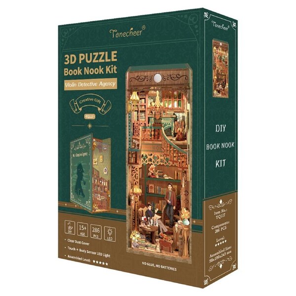 286pc Tonecheer Violin Detective Agency 3D Puzzle 245mm DIY Book Nook Kit 15y+