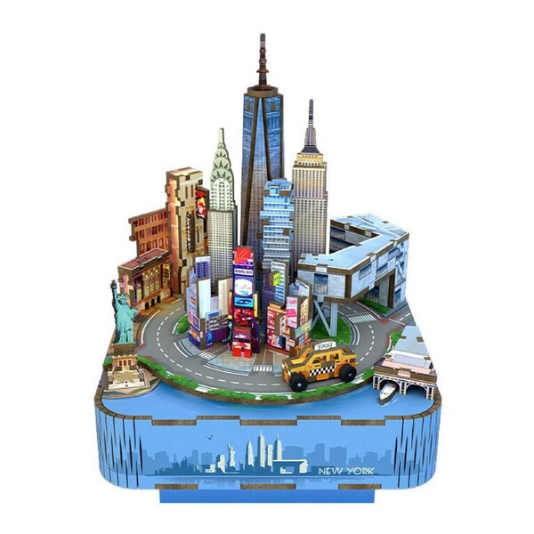 111pc Tonecheer New York 3D Puzzle 19cm DIY Miniature Dollhouse Kit 14y+