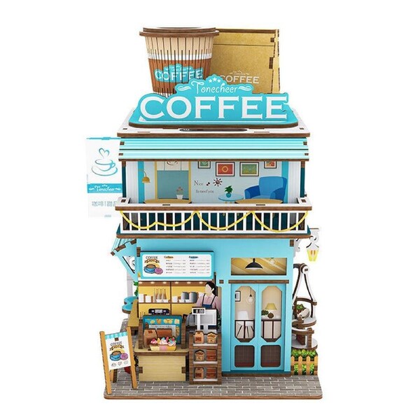 155pc Tonecheer Cape Coffe Shop 3D Puzzle 230mm DIY Dollhouse Book Nook Kit 14y+