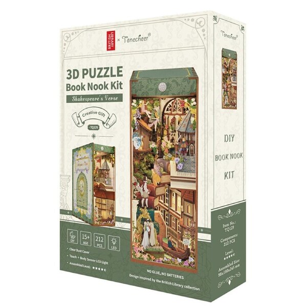 212pc Tonecheer Shakespeare's Verse 3D Puzzle 245mm DIY Book Nook Kit 15y+