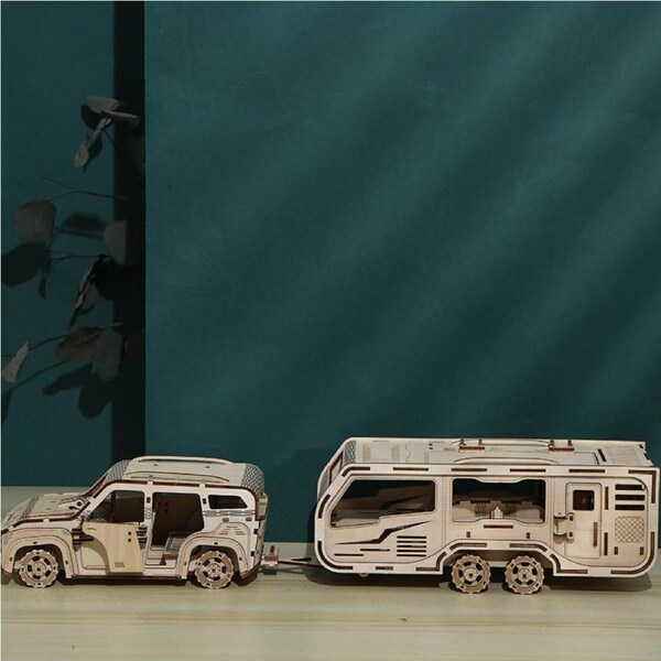 RV Camper Car 3D Wooden Puzzle DIY Model Kit