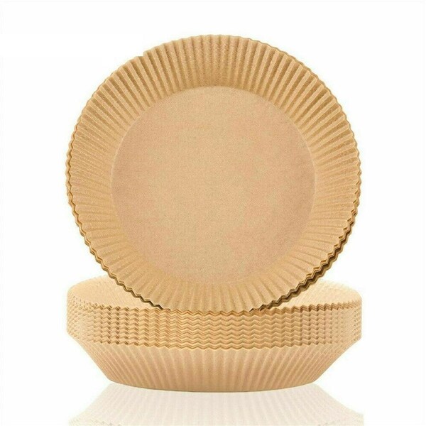 100x Air Fryer Disposable Parchment Baking Paper Non-Stick Liner Pan Oven Mat - Wood Colour