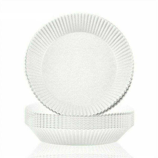 100x Air Fryer Disposable Parchment Baking Paper Non-Stick Liner Pan Oven Mat - White