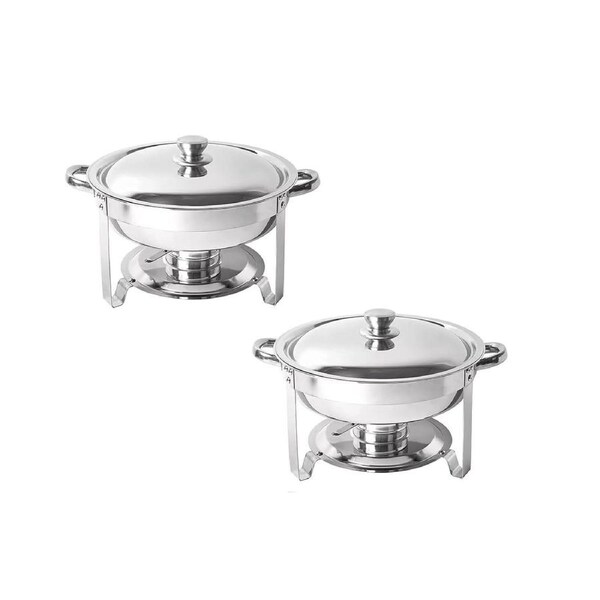 2 Pack Buffet Food Warmers Round Chafing Dish 5L Stainless Bain Marie