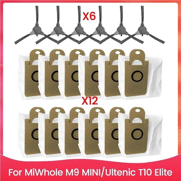 JOYBUY 18PCS Vacuum Dust Bag and Brush Set for MiWhole M9 MINI for T10 Elite Vacuum Cleaner Replacement Parts