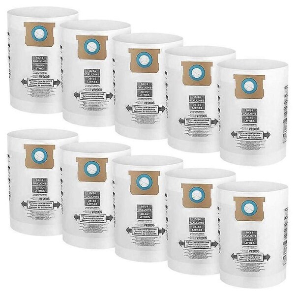 90662 JOYBUY 10 Pack VF2005 Collection Filter Bags for 9066200 10-14 Gallon ...