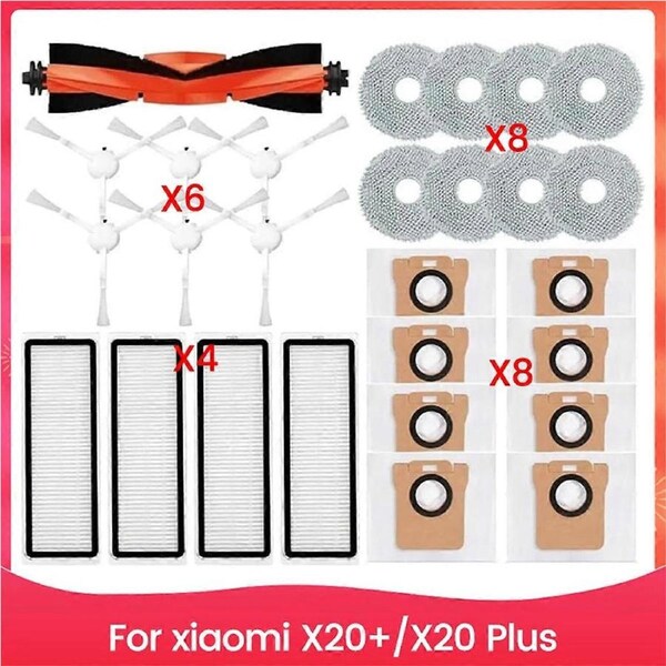 JOYBUY For Robot Vacuum X20+/X20 Plus Robot Vacuum Cleaner Main Side Brush Hepa Filter Mop Cloth Dust Bags Accessories