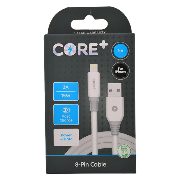 Core Plus 8 Pin to USB A Cable Charging 1 Meter Cable