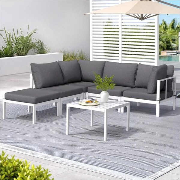 Gardeon 6PCS Outdoor Sofa Set Lounge Setting Aluminium Table and Chairs Patio Furniture