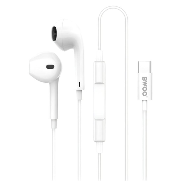 BWOO USB-C Hi-Fi Audio Stereo Wired Earphones (1.2M)(BO-HF175) - White