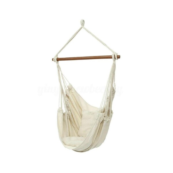 White Macrame Cotton Swing Bed Hammock Chair Relax Outdoor Hanging Indoor