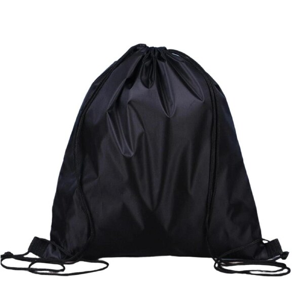 School Gym Drawstring Bag Waterproof Sport String Tote Casual Backpack Black