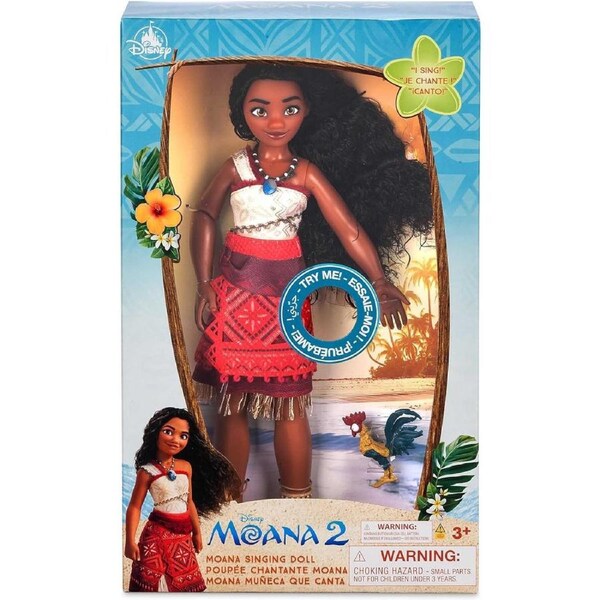 Disney Moana 2 Singing Doll Poseable Heart of Te Fiti Necklace + Hey Hey Age 3+