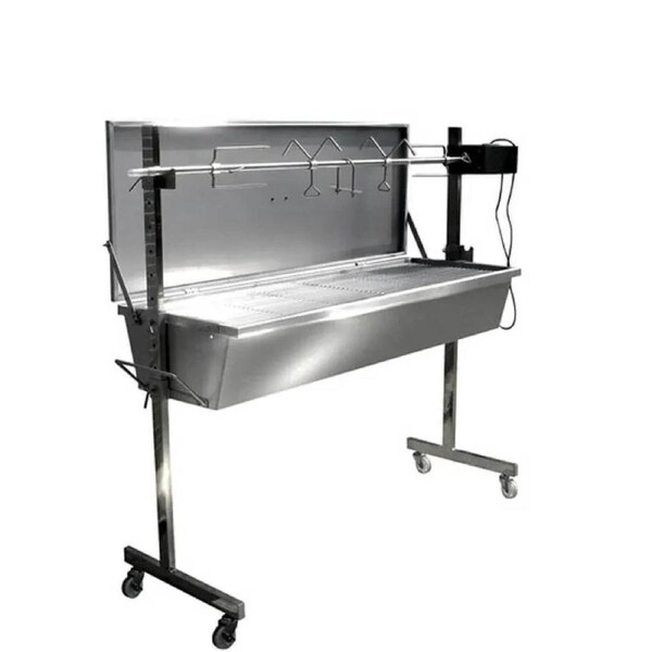Stainless Steel Warrior Spit Roaster - 60kg Capacity - Flaming Coals
