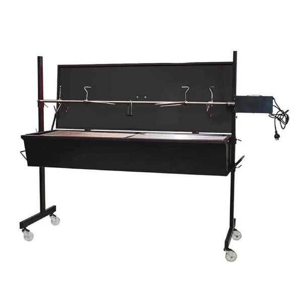 Warrior Pig Spit Roaster Black Lid - 60kg Capacity - Flaming Coals