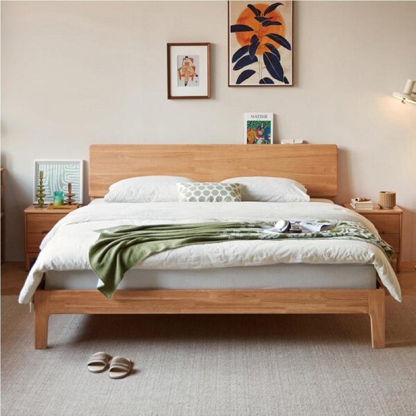 Queen Size Solid Timber Bed Frame with Eight-Leg Support