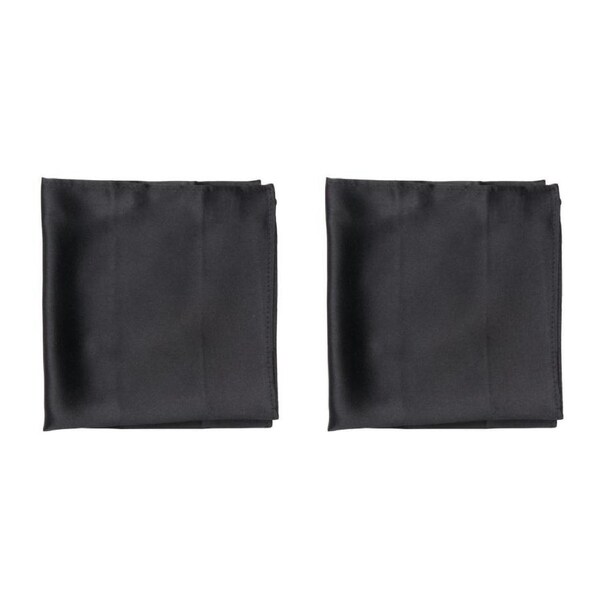 2PK Abelard Satin Silk Pocket Square Towel/Hanky Men's Stylish Handkerchief BLK