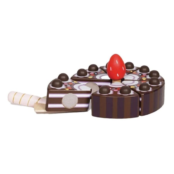 8pc Le Toy Van Wooden Chocolate Gateau Sliceable Cake Educational Toy 2y+