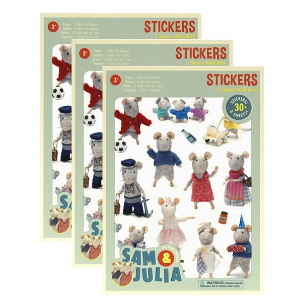 3x 3pc Sam & Julia 30+ Stickers Sheet Sam & Julia Mouse Mansion Art/Craft 3y+