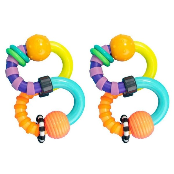 2PK Sassy Baby Twist-A-Roo Rattle Play Teething Baby Interactive Fun Toy 3m+
