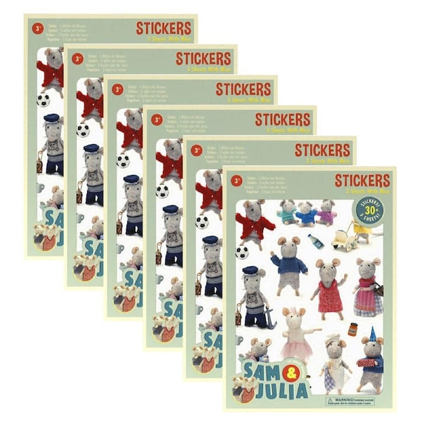 6x 3pc Sam & Julia 30+ Stickers Sheet Sam & Julia Mouse Mansion Art/Craft 3y+