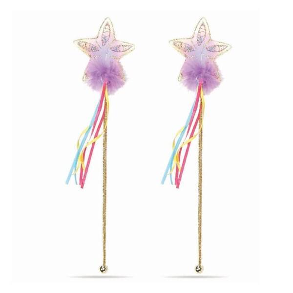 2PK Great Pretenders Multi Pastel & Gold Glitter Rainbow Wand Accessory 3y+