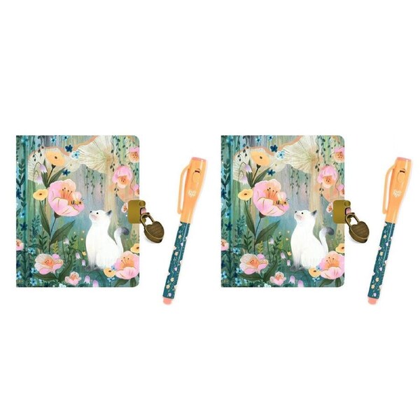 2PK Djeco Kendra Little Secret Notebook w/ Invisible Ink Magic Pen Stationery 8+