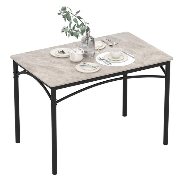 Giantex Sintered Stone Dining Table Rectangular Modern Kitchen Table w/Metal Legs 4-People Faux Marble Desk