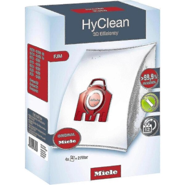 2024 Miele 9917710 Hyclean 3D Efficiency Fjm Vacuum Bags, for Vacuum Cleaners with Miele Bag, Boot with 4 H748 Bags