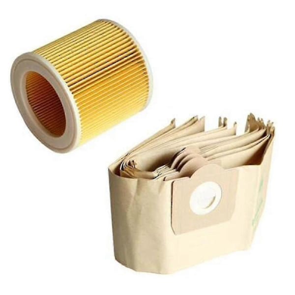 JOYBUY 5x Dust Bags + 1 Filter for Karcher WD3 Premium Vacuum Cleaner - Sakura