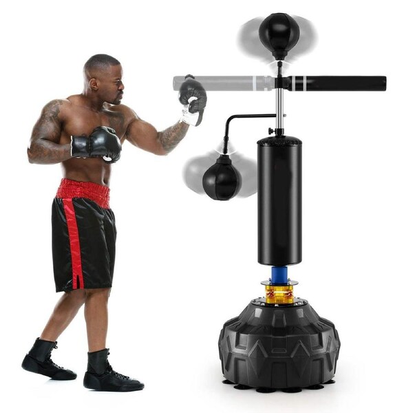 Costway Boxing Speed Trainer Freestanding 360° Punching Spinning Bar w/Adjustable Height for Home