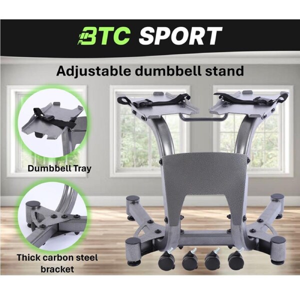BTC SPORT 24kg Adjustable dumbbell rack with wheels