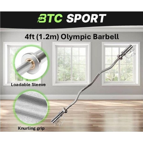 BTC SPORT 1.2m Curl Olympic Barbell for Weightlifting and Strength Training