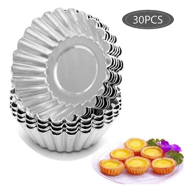 Egg Tart Molds 30 Pcs Mini Aluminum Muffin Tins Non Stick Reusable Baking Tools