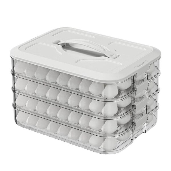 Dumpling Box,4 Layers Freezer Safe Food Storage Containers, Stackable Snack Container with Lid, Coo