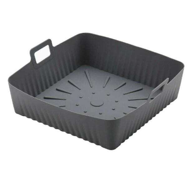 23cm/9In Square Large Silicone Air Fryer Liners Mold for Air Fryer 6-8QT Reusable Airfryer Oven Baking Tray Pot D