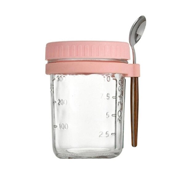 1pcs Breakfast Cup Container Airtight Oatmeal Jar with Cover and Spoon Portable Oatmeal Cup for Sal