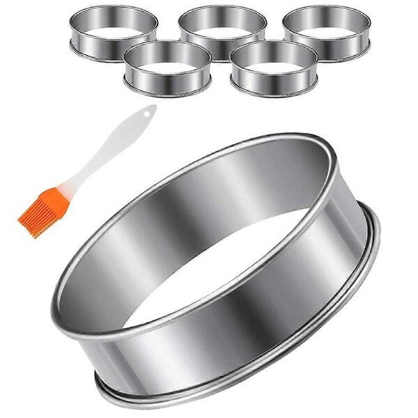 6 Pieces English Muffins Rings, Muffin Tart Rings Double Rolled Tart Ring Stainless Steel Crumpet R