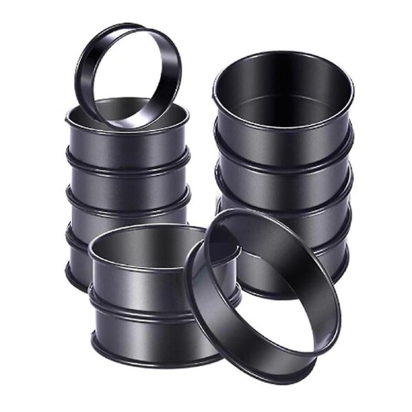 12Pack Crumpet Rings NONSTICK English Muffin Rings 3.15 Inch - Stainless Steel Double Rolled Tart Ri