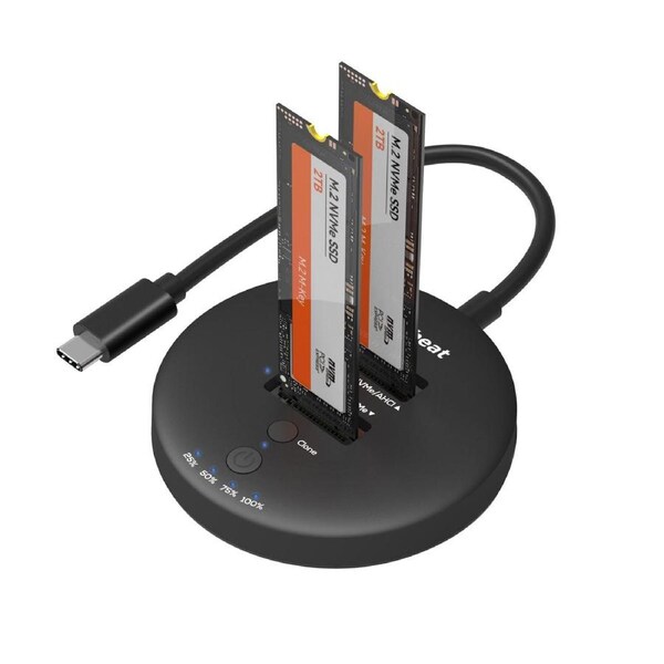 Mbeat H3 USB 3.2 Gen2x2 20Gbps Dual M.2 NVMe SSD Dock with Clone Duplicator (Black) Clone Speed: Up to 15Gbps